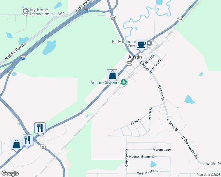map of restaurants, bars, coffee shops, grocery stores, and more near 2945 Arkansas 367 in Austin