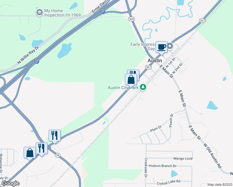 map of restaurants, bars, coffee shops, grocery stores, and more near 2890 Arkansas 367 in Austin