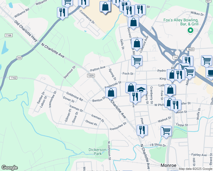 map of restaurants, bars, coffee shops, grocery stores, and more near 610 Engleside Street in Monroe