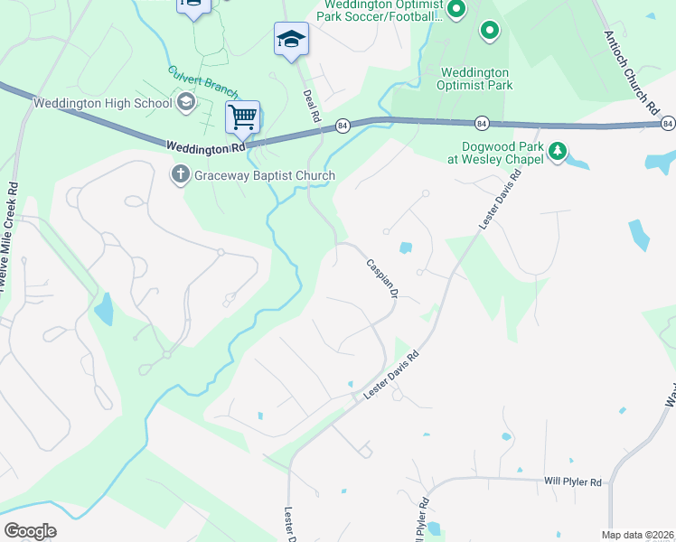 map of restaurants, bars, coffee shops, grocery stores, and more near 307 Hollister Estates Drive in Waxhaw