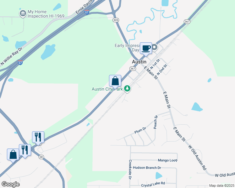map of restaurants, bars, coffee shops, grocery stores, and more near 2945 Arkansas 367 in Austin