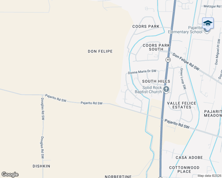 map of restaurants, bars, coffee shops, grocery stores, and more near 5147 Jennie Road Southwest in Albuquerque