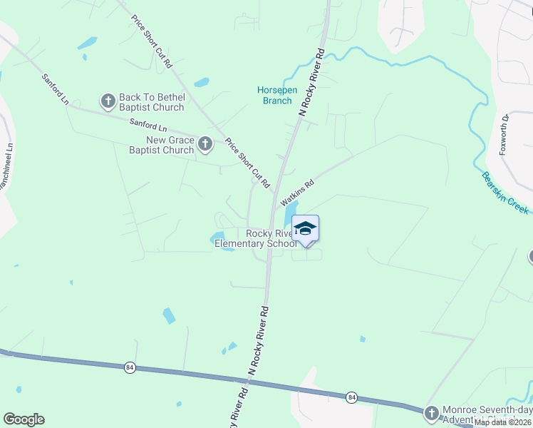 map of restaurants, bars, coffee shops, grocery stores, and more near 3508 Wolfe Mill Street in Monroe