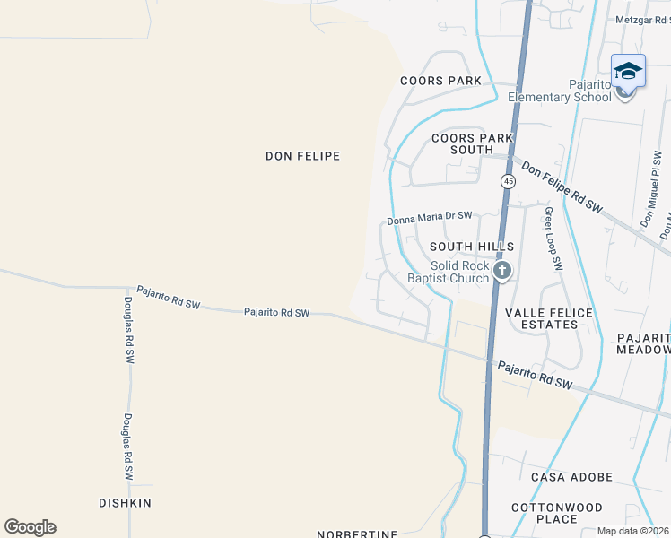 map of restaurants, bars, coffee shops, grocery stores, and more near 5147 Jennie Road Southwest in Albuquerque
