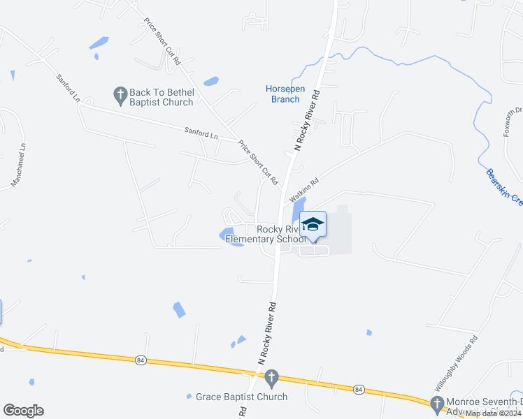 map of restaurants, bars, coffee shops, grocery stores, and more near 608 Charles Franklin Street in Monroe