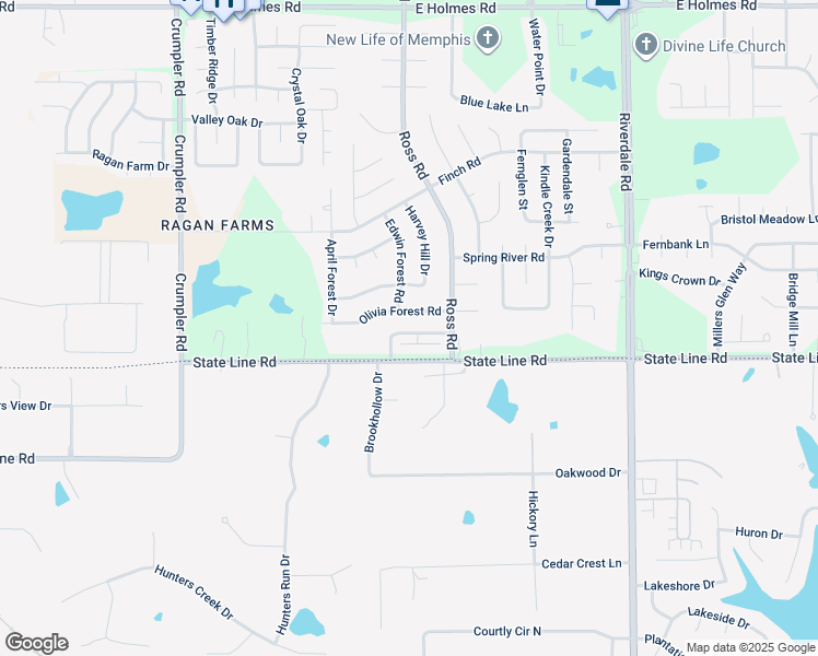 map of restaurants, bars, coffee shops, grocery stores, and more near 6712 Ross Manor Drive in Memphis