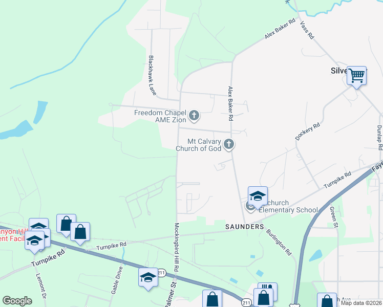 map of restaurants, bars, coffee shops, grocery stores, and more near 122 Wrights Mobile Home Park Road in Raeford