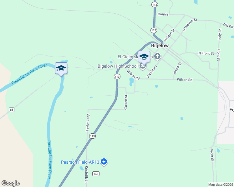 map of restaurants, bars, coffee shops, grocery stores, and more near 488 Arkansas 113 in Bigelow