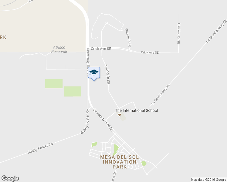map of restaurants, bars, coffee shops, grocery stores, and more near 5610 Turing Drive Southeast in Albuquerque