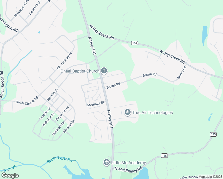 map of restaurants, bars, coffee shops, grocery stores, and more near 3370 North Highway 101 in Greer