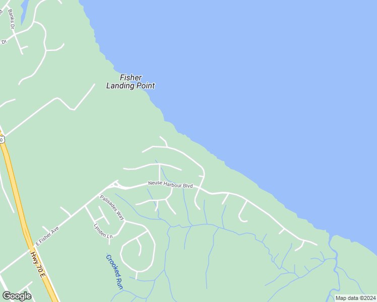 map of restaurants, bars, coffee shops, grocery stores, and more near 224 Drake Landing in New Bern