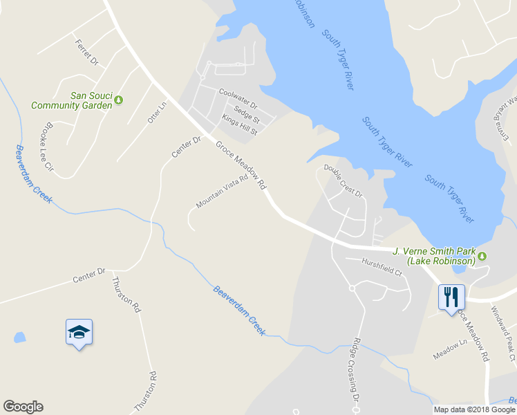 map of restaurants, bars, coffee shops, grocery stores, and more near 745 Groce Meadow Road in Taylors