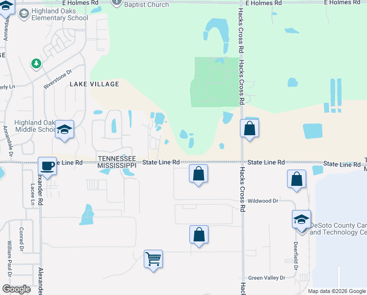 map of restaurants, bars, coffee shops, grocery stores, and more near 7868 State Line Road in Memphis