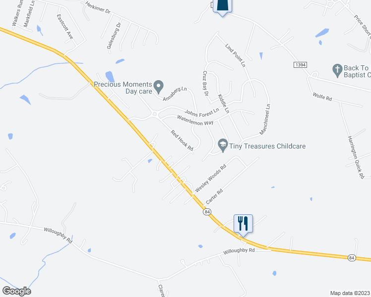 map of restaurants, bars, coffee shops, grocery stores, and more near 4421 Red Hook Road in Monroe