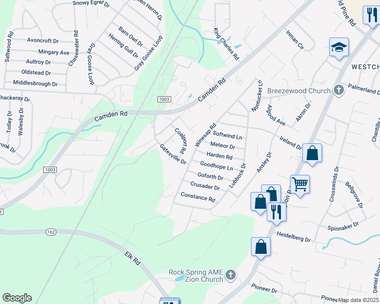 map of restaurants, bars, coffee shops, grocery stores, and more near 3408 Winesap Road in Hope Mills