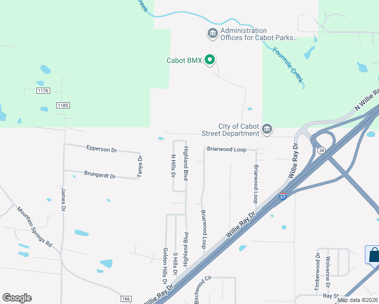 map of restaurants, bars, coffee shops, grocery stores, and more near 1078 Highland Boulevard in Cabot