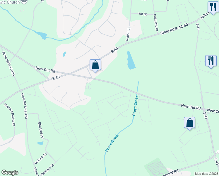 map of restaurants, bars, coffee shops, grocery stores, and more near 2855 New Cut Road in Spartanburg