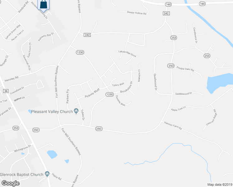 map of restaurants, bars, coffee shops, grocery stores, and more near 400 Danielle Way in Fort Mill