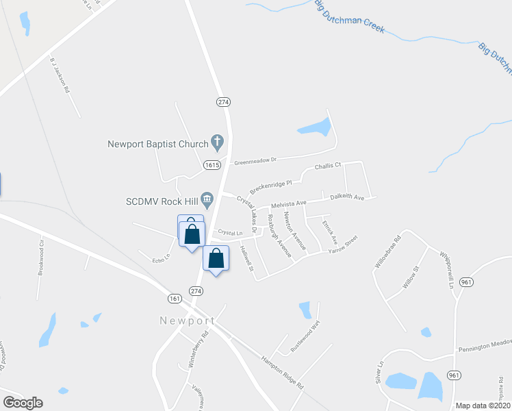 map of restaurants, bars, coffee shops, grocery stores, and more near 405 Melvista Avenue in Rock Hill