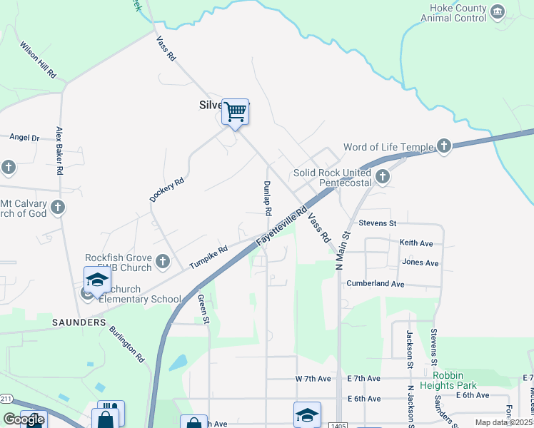 map of restaurants, bars, coffee shops, grocery stores, and more near 251 Dunlap Road in Raeford