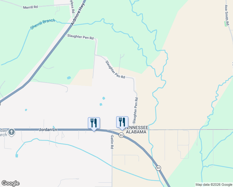 map of restaurants, bars, coffee shops, grocery stores, and more near 81 Slaughter Pen Road in Ardmore