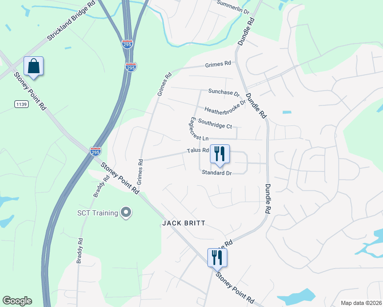 map of restaurants, bars, coffee shops, grocery stores, and more near 3712 Talus Road in Fayetteville