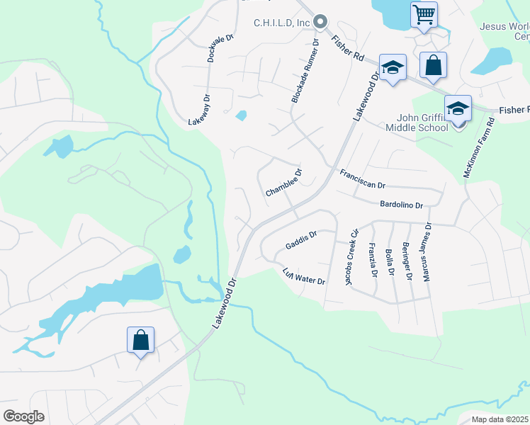 map of restaurants, bars, coffee shops, grocery stores, and more near 2398 Dunwoody Drive in Fayetteville