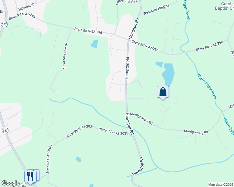 map of restaurants, bars, coffee shops, grocery stores, and more near 611 South Hampton Meadows Drive in Lyman