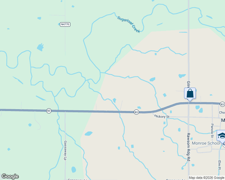 map of restaurants, bars, coffee shops, grocery stores, and more near 15562 Oklahoma 83 in Howe