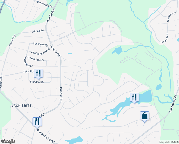 map of restaurants, bars, coffee shops, grocery stores, and more near 2905 Lindbridge Drive in Fayetteville