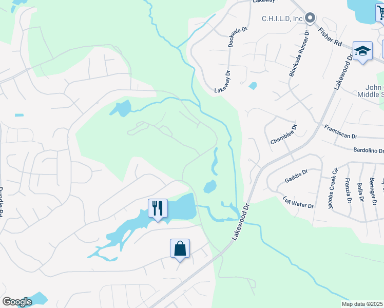 map of restaurants, bars, coffee shops, grocery stores, and more near 6715A Irongate Drive in Fayetteville