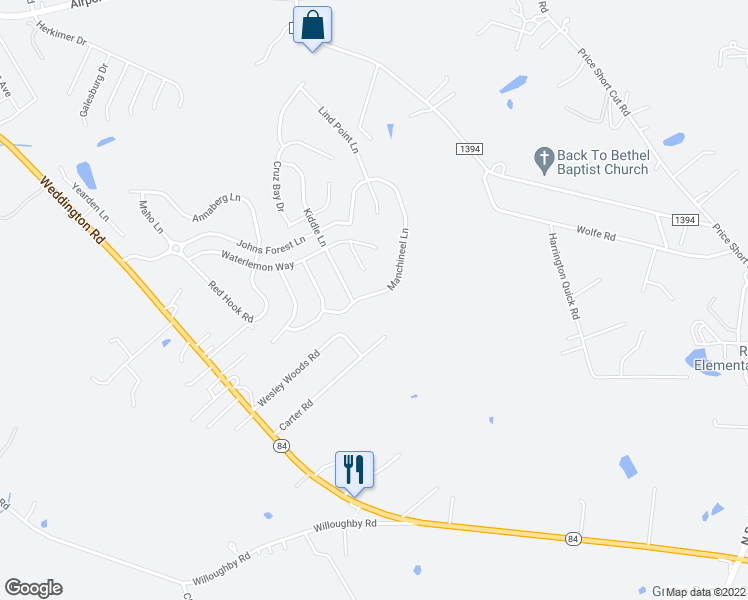 map of restaurants, bars, coffee shops, grocery stores, and more near 4913 Manchineel Lane in Monroe