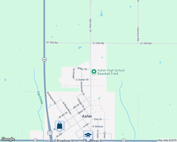 map of restaurants, bars, coffee shops, grocery stores, and more near 415 Baker Street in Asher