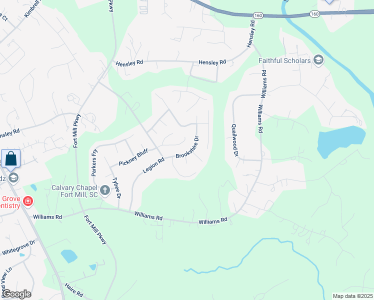 map of restaurants, bars, coffee shops, grocery stores, and more near 9089 Pembroke Court in Fort Mill