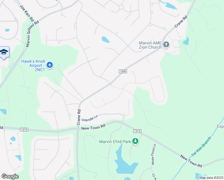 map of restaurants, bars, coffee shops, grocery stores, and more near 1881 Crane Road in Waxhaw