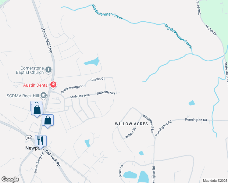 map of restaurants, bars, coffee shops, grocery stores, and more near 551 Dalkeith Avenue in Rock Hill