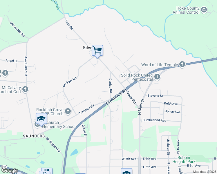 map of restaurants, bars, coffee shops, grocery stores, and more near 251 Dunlap Road in Raeford