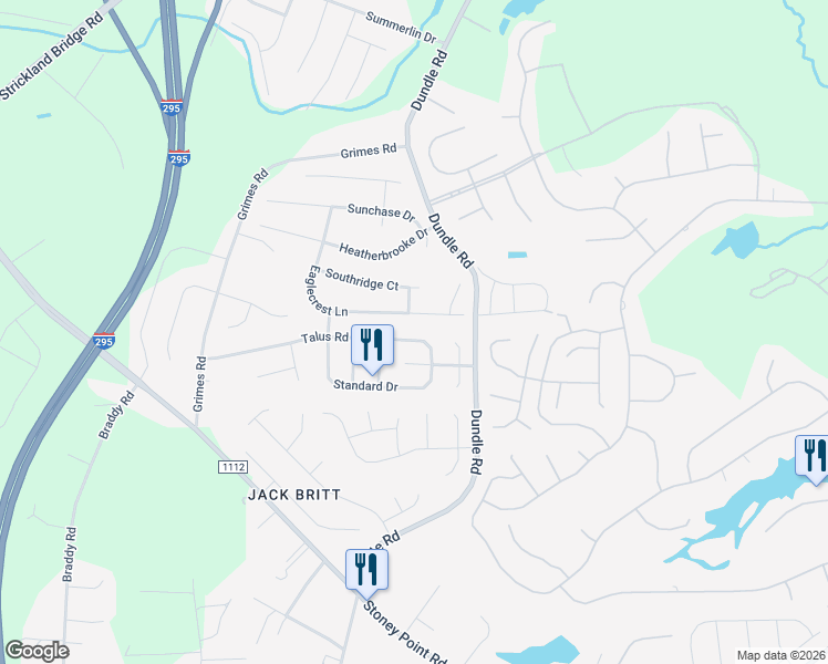 map of restaurants, bars, coffee shops, grocery stores, and more near 3524 Talus Road in Fayetteville