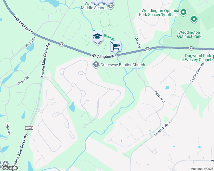 map of restaurants, bars, coffee shops, grocery stores, and more near 7902 Skye Lochs Drive in Waxhaw