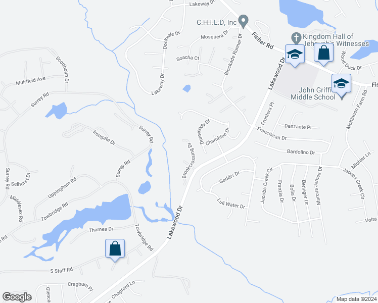 map of restaurants, bars, coffee shops, grocery stores, and more near 2962 Brookcrossing Drive in Fayetteville