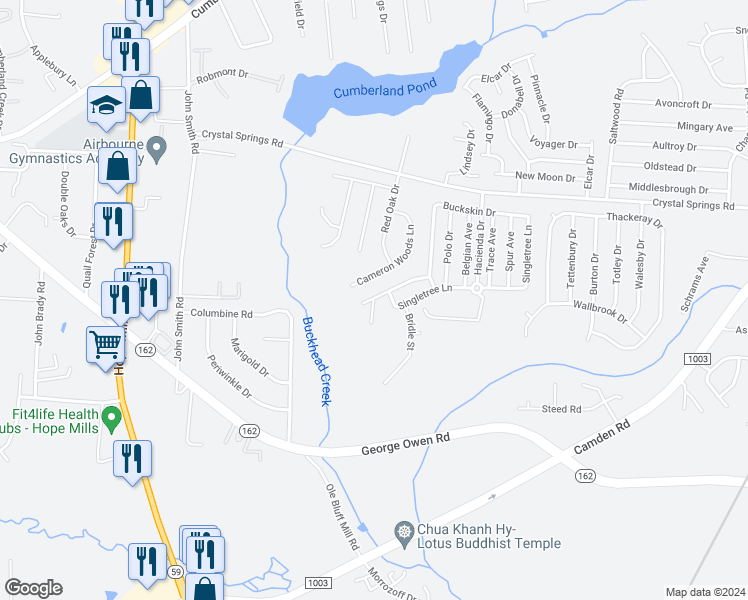 map of restaurants, bars, coffee shops, grocery stores, and more near 5330 Wrangler Ave in Fayetteville