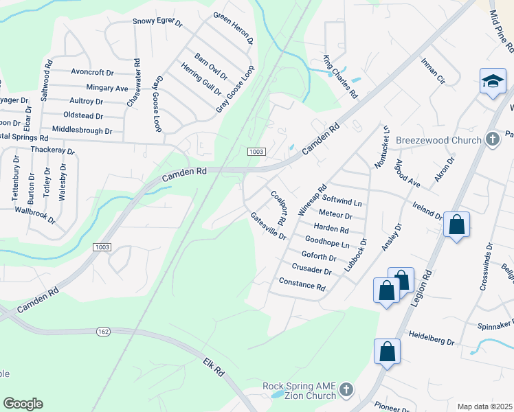 map of restaurants, bars, coffee shops, grocery stores, and more near 3620 Lismore Lane in Hope Mills
