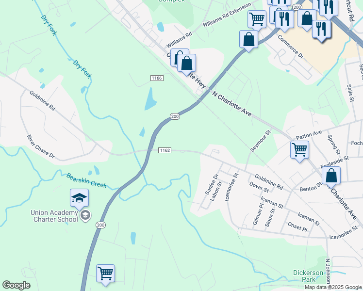 map of restaurants, bars, coffee shops, grocery stores, and more near 1810 Goldmine Road in Monroe