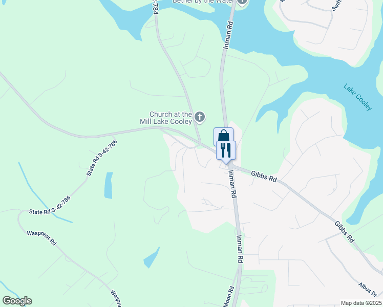 map of restaurants, bars, coffee shops, grocery stores, and more near 202 Jessica Mines Way in Wellford