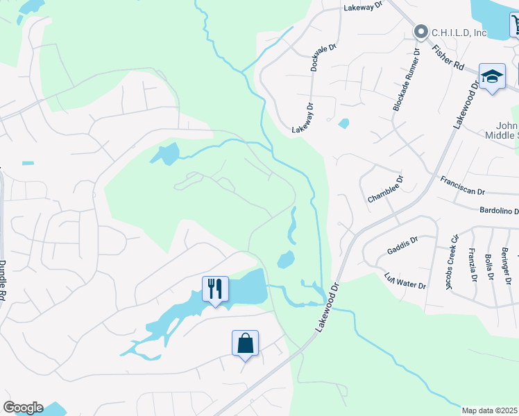 map of restaurants, bars, coffee shops, grocery stores, and more near 6715A Irongate Drive in Fayetteville
