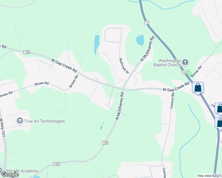 map of restaurants, bars, coffee shops, grocery stores, and more near 3451 North Manley Drive in Greer