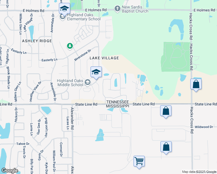 map of restaurants, bars, coffee shops, grocery stores, and more near 7650 State Line Road in Memphis