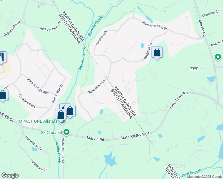 map of restaurants, bars, coffee shops, grocery stores, and more near 3019 Saint Andrews Court in Indian Land