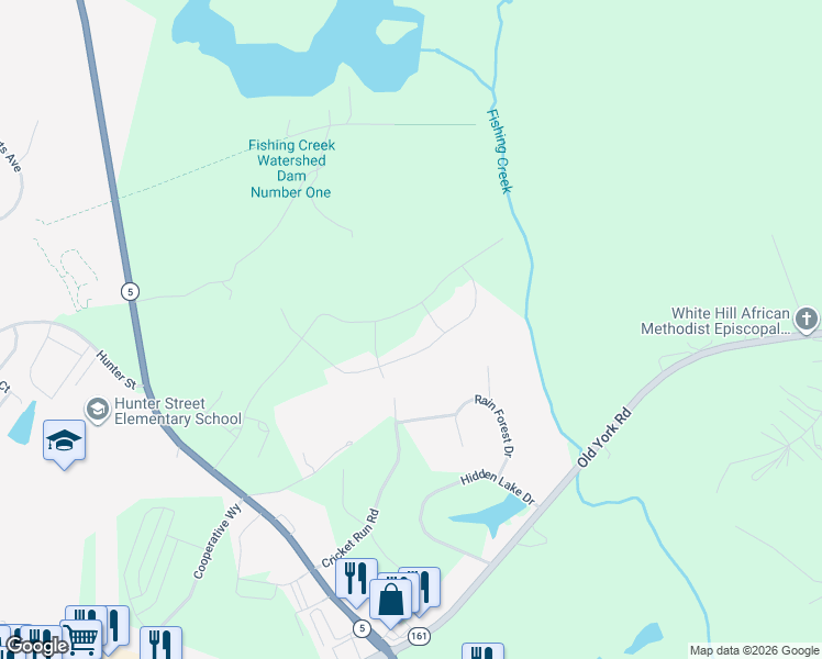 map of restaurants, bars, coffee shops, grocery stores, and more near 1855 Cricket Run Road in York