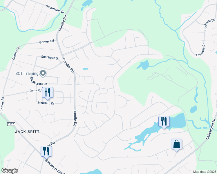 map of restaurants, bars, coffee shops, grocery stores, and more near 2904 Lindbridge Drive in Fayetteville